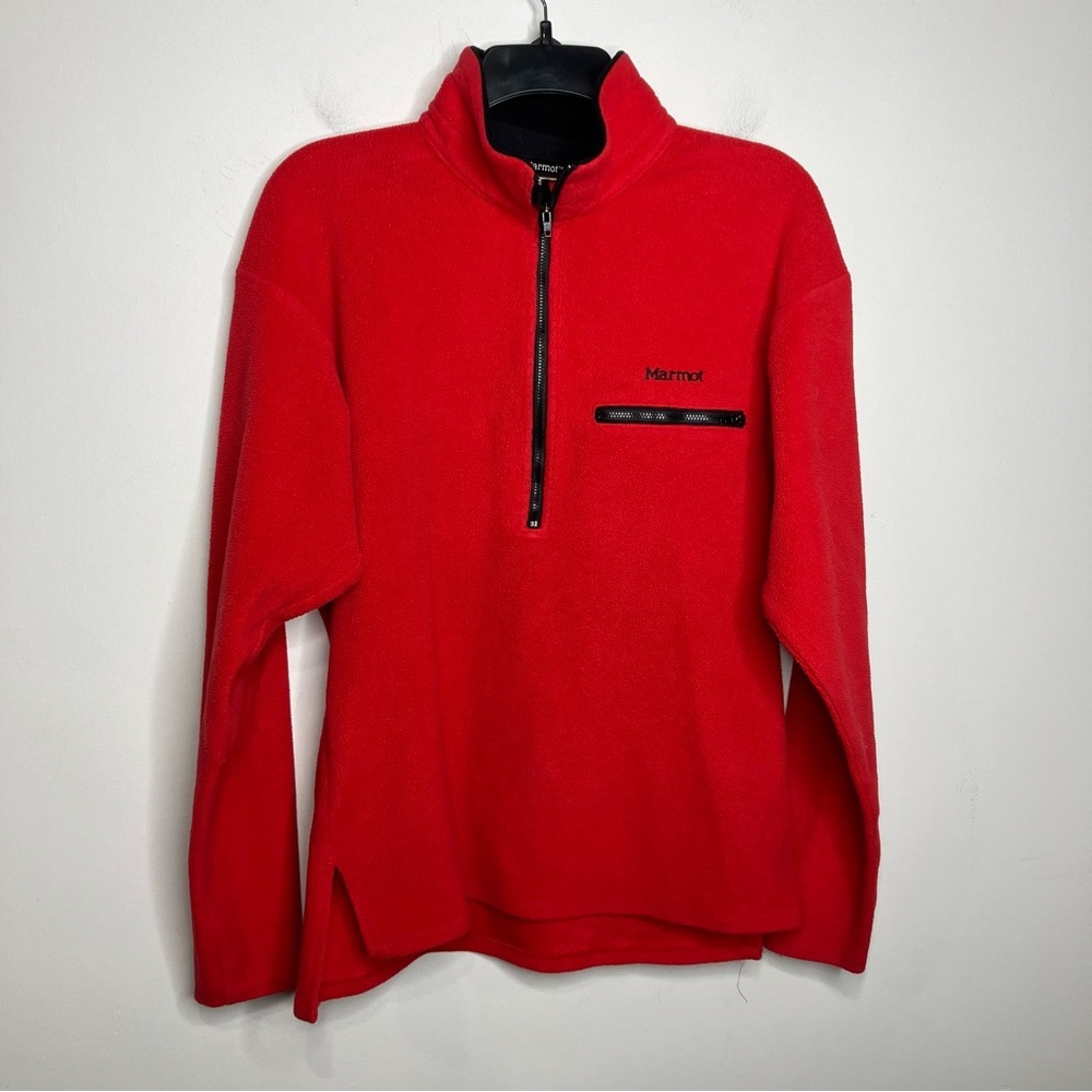 Marmot red fleece half zip pullover‎ made in the USA size medium